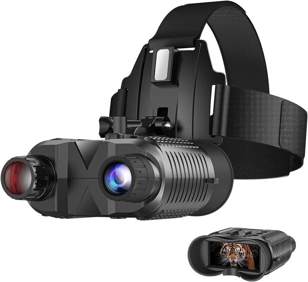 ArzzuNiu Head-Mounted Night Vision Goggles - Rechargeable Hands Free Night Vision Binoculars Goggles,1312FT Digital Infrared Viewing for Adults,Include 32GB SD Card,8X Digital Zoom