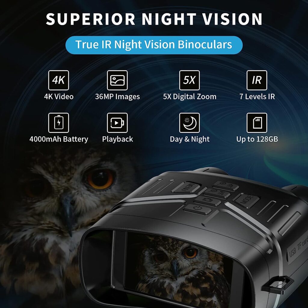 Night Vision Goggles - 4K Night Vision Binoculars for Adults, 3 Large Screen Binoculars can Save Photo and Video with 32GB Memory Card Rechargeable Lithium Battery Night Vision Goggles - 4K Night Vision Binoculars for Adults, 3 Large Screen Binoculars can Save Photo and Video with 32GB Memory Card Rechargeable Lithium Battery
